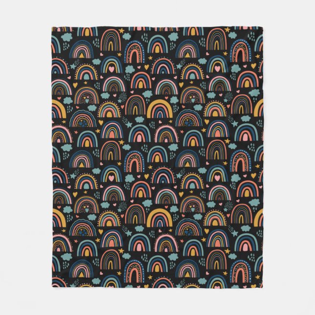 Colorful Rainbow Pattern Fleece Blanket (Front)