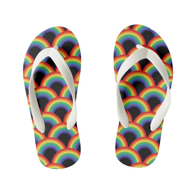 Colorful Rainbow Pattern Kid's Flip Flops (Footbed)