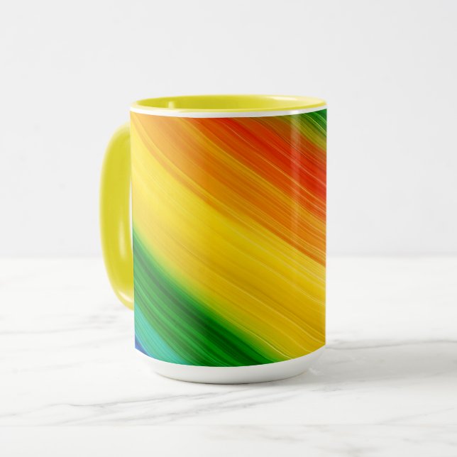 Colorful rainbow pattern mug (Front Left)