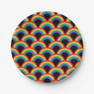 Colorful Rainbow Pattern Paper Plates