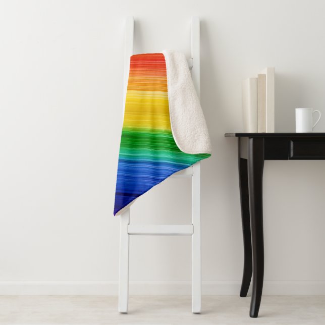 Colorful rainbow pattern sherpa blanket (In Situ)