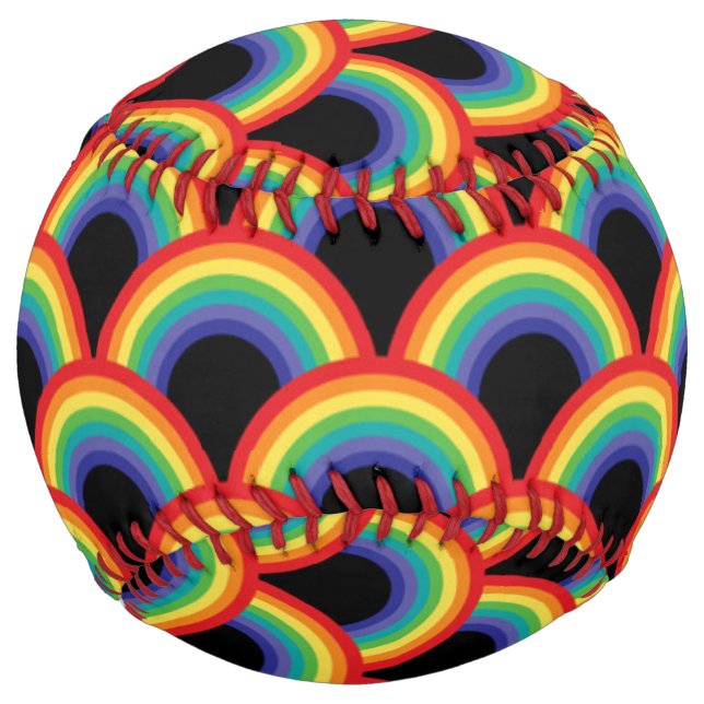 Colorful Rainbow Pattern Softball (Front)