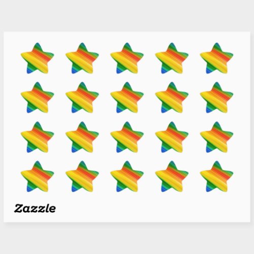 Colorful rainbow pattern star sticker