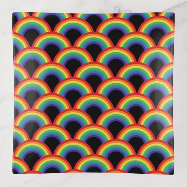 Colorful Rainbow Pattern Trinket Tray (Front)