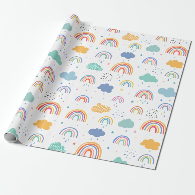 Colorful Rainbow Pattern Wrapping Paper (Unrolled)
