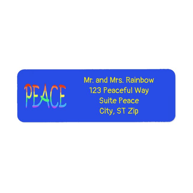 Colorful Rainbow Peace Word Address Labels (Front)