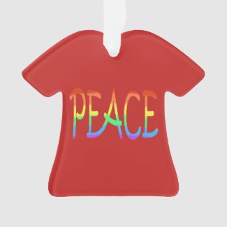 Colorful Rainbow Peace Word Red Ornaments