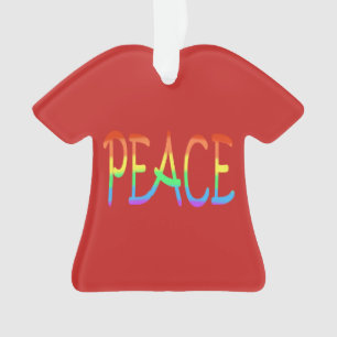 Colorful Rainbow Peace Word Red Ornaments