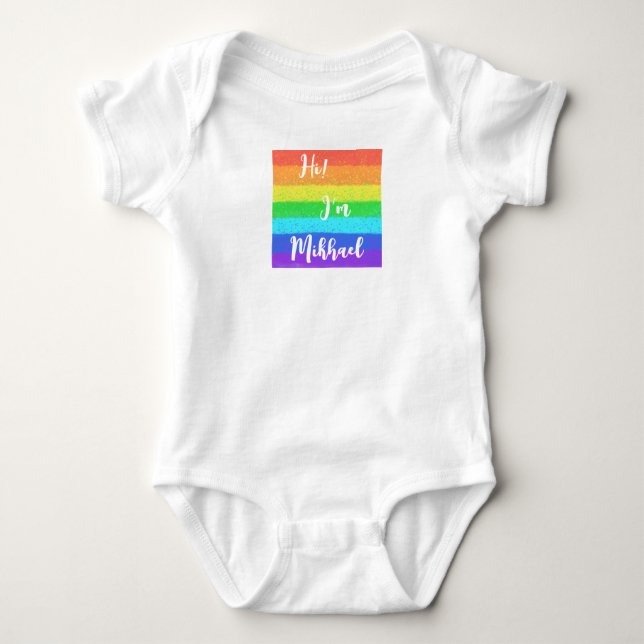 Colorful rainbow personalized Baby Jersey Bodysuit (Front)