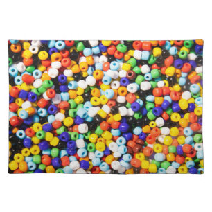 Colorful Rainbow Pile of Beads Cloth Placemat