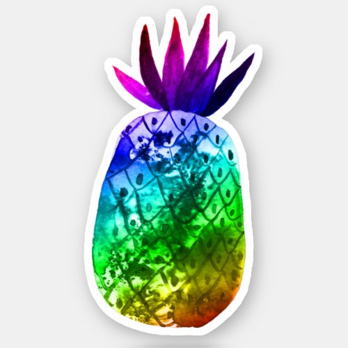 Colorful Rainbow Pineapple Watercolor  Sticker