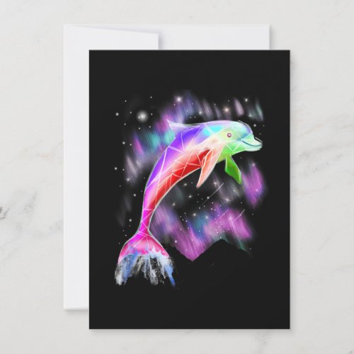 colorful rainbow pink dolphin ocean galaxy space  announcement