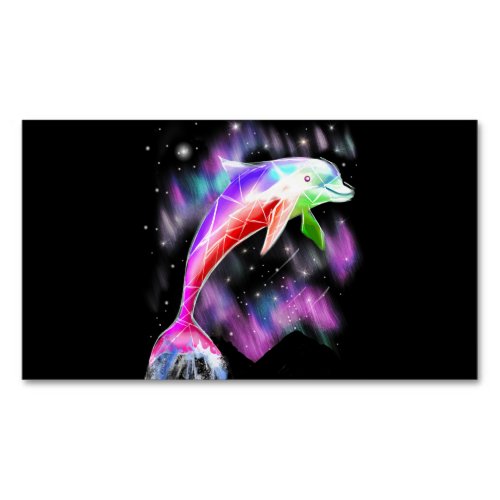 colorful rainbow pink dolphin ocean galaxy space  business card magnet