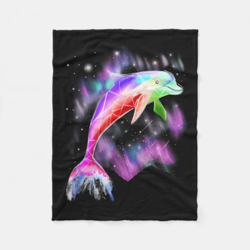 colorful rainbow pink dolphin ocean galaxy space  fleece blanket