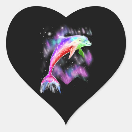 colorful rainbow pink dolphin ocean galaxy space  heart sticker