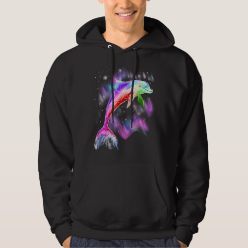 colorful rainbow pink dolphin ocean galaxy space  hoodie