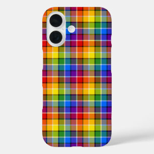 Colorful Rainbow Plaid Pattern iPhone 16 Case