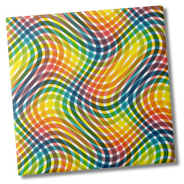 Colorful Rainbow Plaid Pattern Tile (Colorful Modern Vibrant Rainbow Plaid Pattern Tile)
