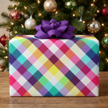 Colorful Rainbow Plaid Wrapping Paper