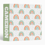 Colorful Rainbow Polka Dot Pattern 3 Ring Binder