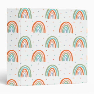 Colorful Rainbow Polka Dot Pattern 3 Ring Binder