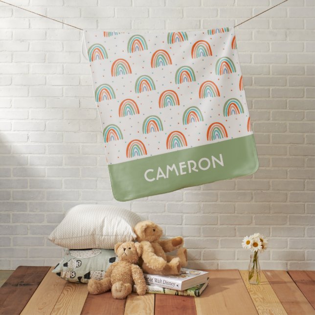 Colorful Rainbow Polka Dot Pattern Baby Blanket (In Situ)