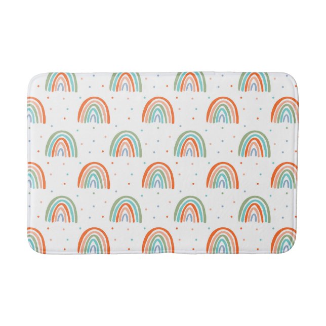 Colorful Rainbow Polka Dot Pattern Bath Mat (Front)
