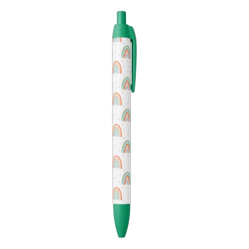 Colorful Rainbow Polka Dot Pattern Black Ink Pen