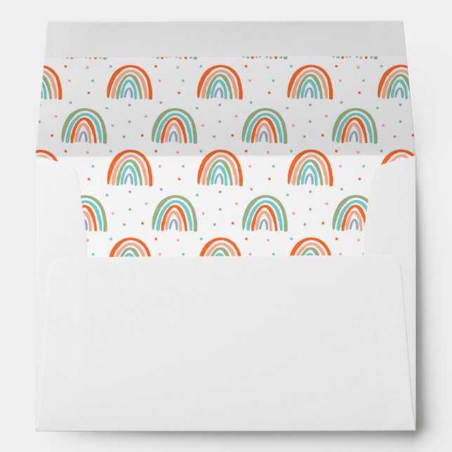 Colorful Rainbow Polka Dot Pattern Envelope (Back (Bottom))