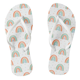 Colorful Rainbow Polka Dot Pattern Flip Flops