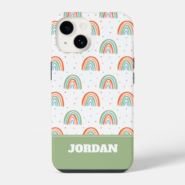 Colorful Rainbow Polka Dot Pattern Iphone Case (Back)