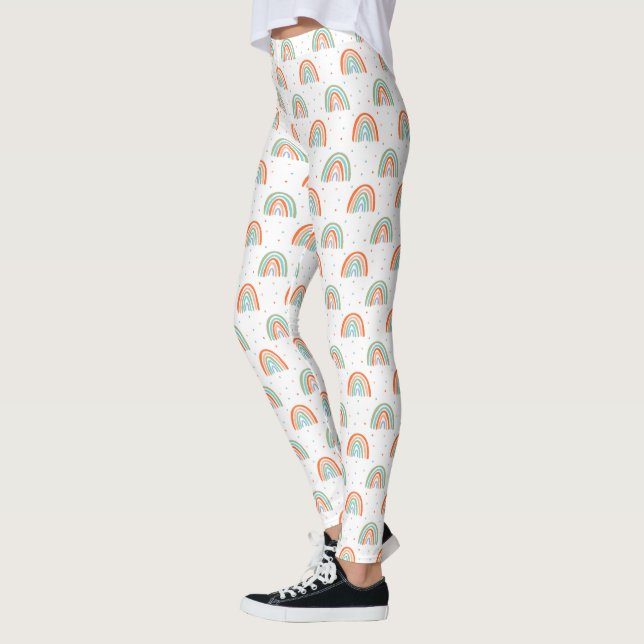 Colorful Rainbow Polka Dot Pattern Leggings (Left)