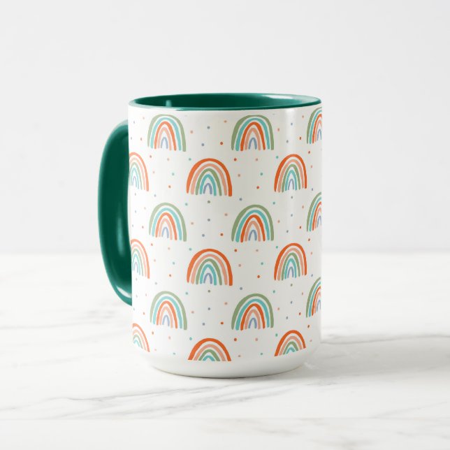 Colorful Rainbow Polka Dot Pattern Mug (Front Left)