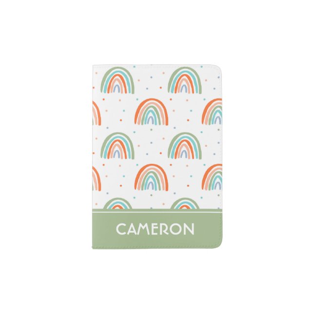 Colorful Rainbow Polka Dot Pattern Passport Holder (Front)