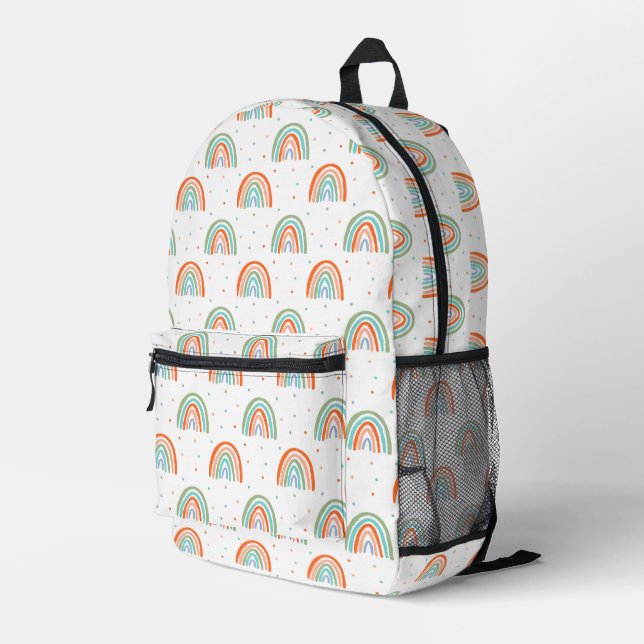 Colorful Rainbow Polka Dot Pattern Printed Backpack (Back Corner Right)