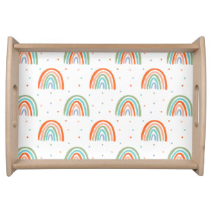 Colorful Rainbow Polka Dot Pattern Serving Tray