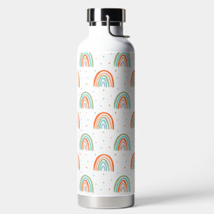 Colorful Rainbow Polka Dot Pattern Water Bottle