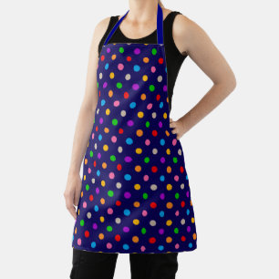 Colorful Rainbow Polka Dots Blue Apron