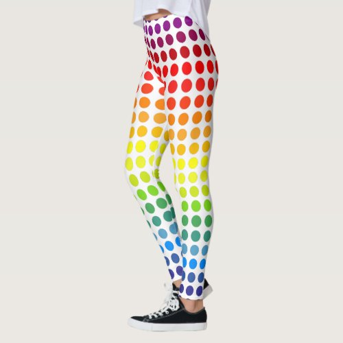 Colorful Rainbow Polka Dots on White or Your Color Leggings