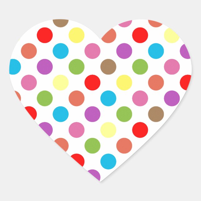 Colorful rainbow polka dots pattern heart sticker (Front)