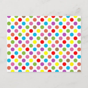 Colorful rainbow polka dots pattern postcard