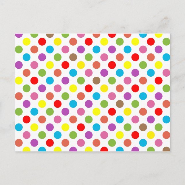 Colorful rainbow polka dots pattern postcard (Front)