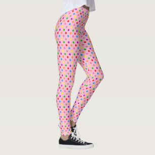 Colorful Rainbow Polka Dots Pink  Leggings