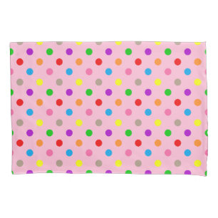 Colorful Rainbow Polka Dots Pink Pillow Case