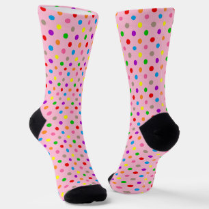 Colorful Rainbow Polka Dots Pink Socks