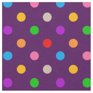 Colorful Rainbow Polka Dots Purple  Fabric