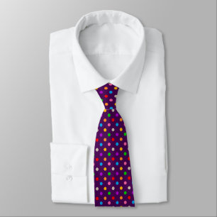 Colorful Rainbow Polka Dots Purple Neck Tie