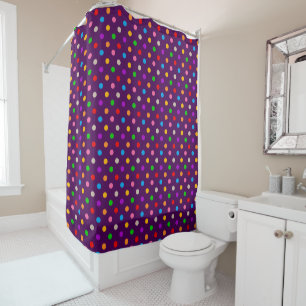 Colorful Rainbow Polka Dots Purple Shower Curtain
