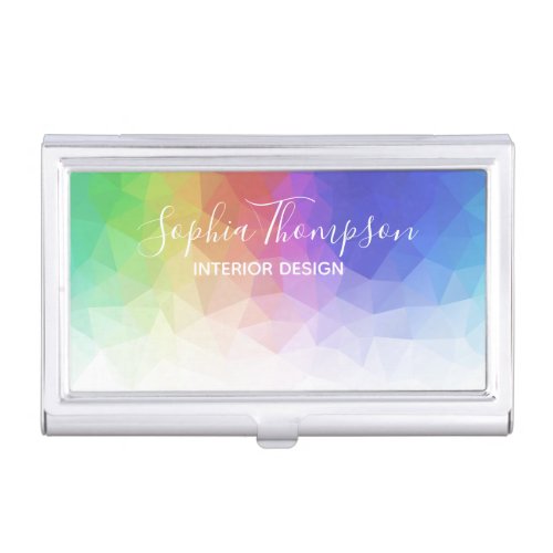 Colorful Rainbow Polygonal _ Business Card Holder