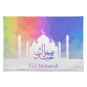 Colorful Rainbow Polygonal Eid - Cloth Placemat